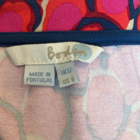 Boden Soft Jersey Multicolor Dress w/Scoop Neckline & 3/4 Length Sleeve, Size 8 - Picture 7 of 8